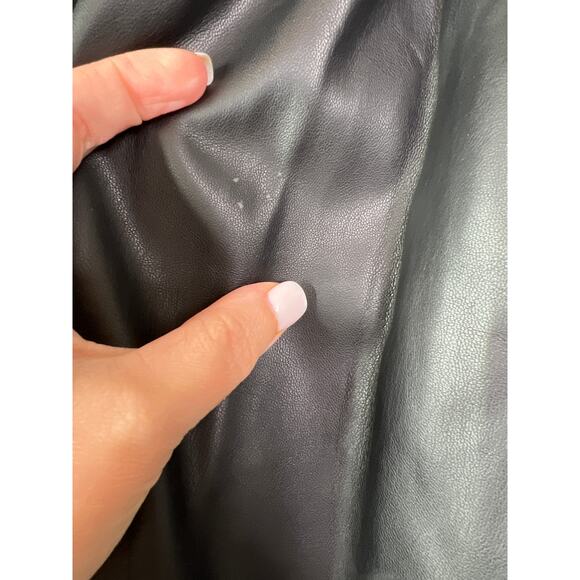 NWT STAUD Mae Smocked Off-The-Shoulder Vegan Leather Lined Maxi Dress Black - Picture 7 of 8